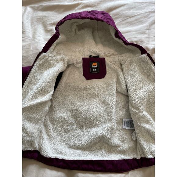 Berne Toddler Softstone Duck canvas jacket Sherpa-Lined Hooded Coat purple 3T - Picture 7 of 7